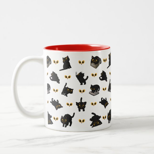 TASSE 2 COULEURS POSTURE EN CHAT NOIR (Gauche)