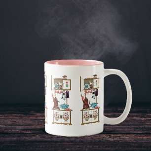 Tasse 2 Couleurs Pot à café de poêle de cuisine rétro antique vinta