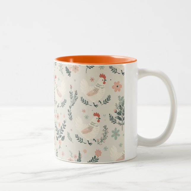 Tasse 2 Couleurs Poulet dans le jardin (Droit)