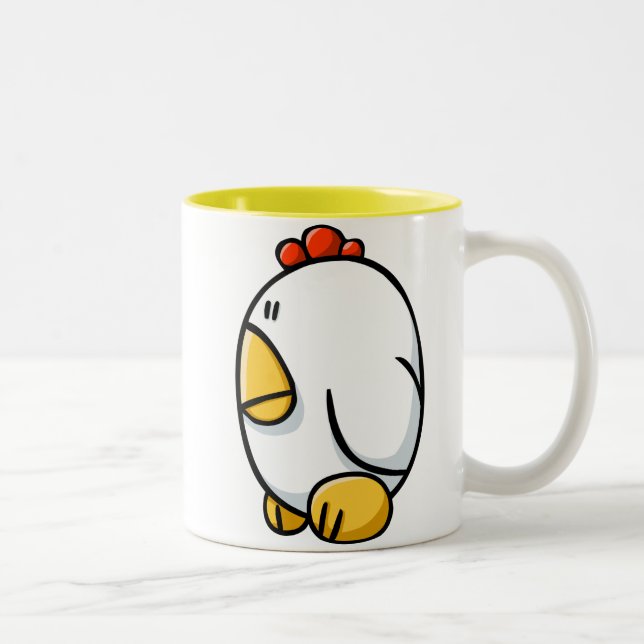 Tasse 2 Couleurs Poulet de bande dessinée (Droit)