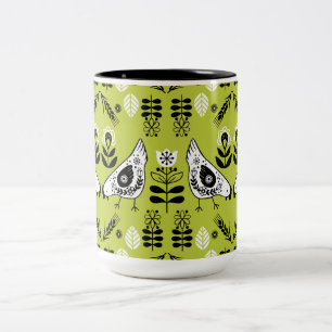 Tasse 2 Couleurs Poulet Hen Folk Art