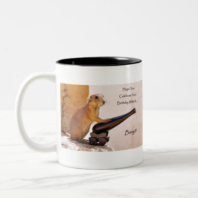 Tasse 2 Couleurs Prairie Dog - drôle - Joyeux anniversaire (Gauche)