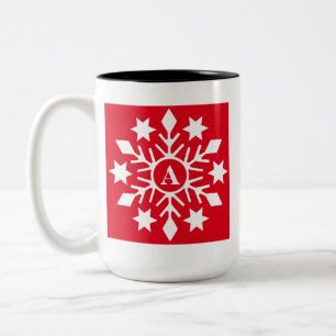 Tasse 2 Couleurs Premiers Snowflics hiver Noël rouge