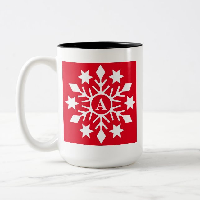Tasse 2 Couleurs Premiers Snowflics hiver Noël rouge (Gauche)