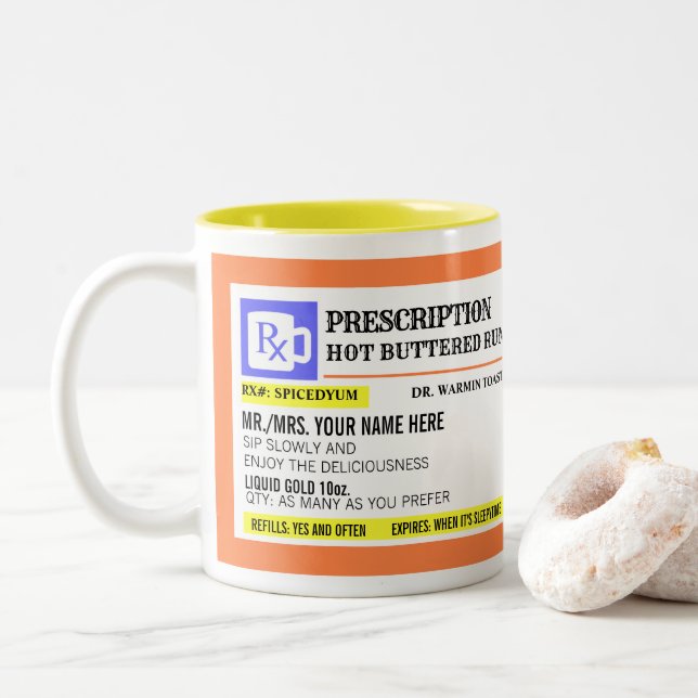 Tasse 2 Couleurs Prescription amusante rhum à beurre chaud (Avec donut)