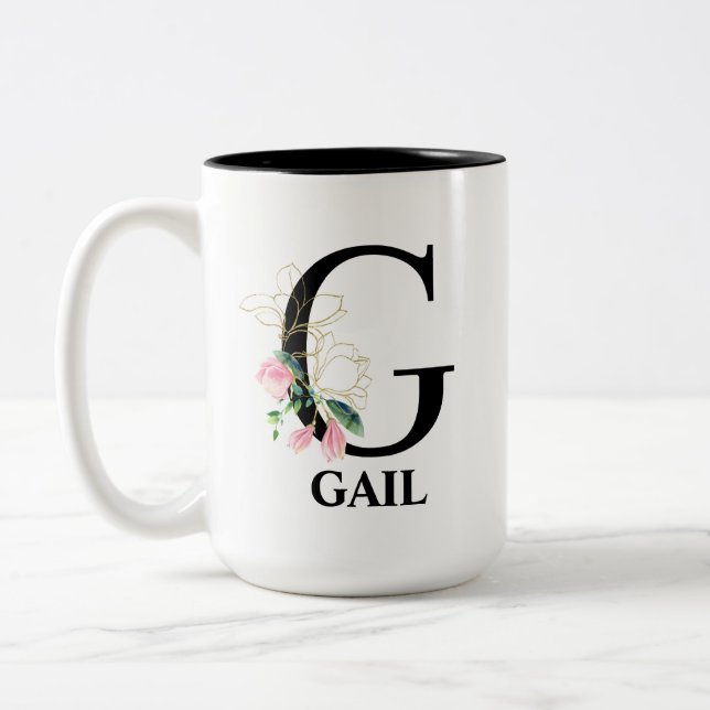 Tasse 2 Couleurs Pretty G Monogramme Initial (Gauche)