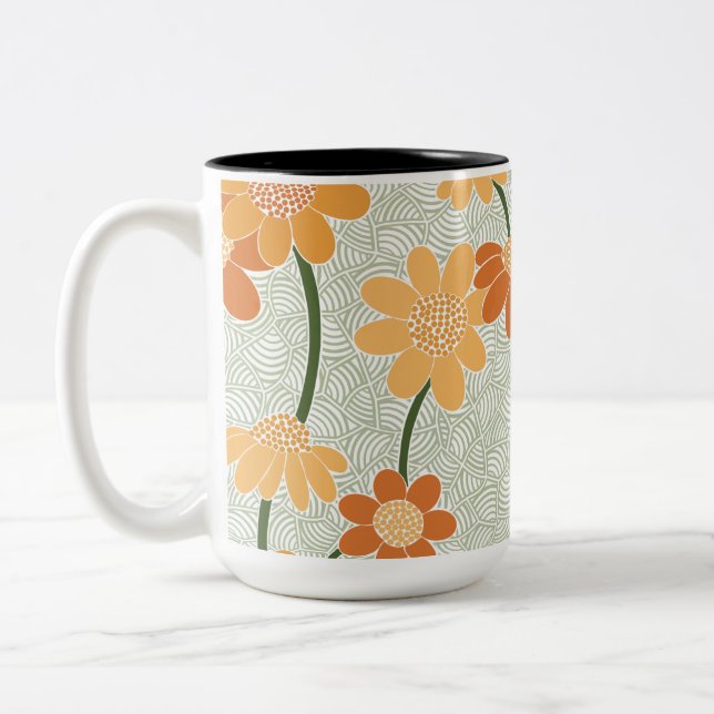 Tasse 2 Couleurs Pretty retro muted 1970 s flowers (Gauche)