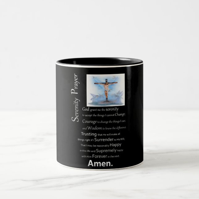 Tasse 2 Couleurs Prière Sérénité Jésus Croix (Centre)