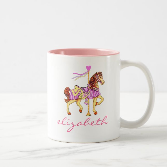 Tasse 2 Couleurs Princesse Carousel Cheval-Personnaliser (Droit)