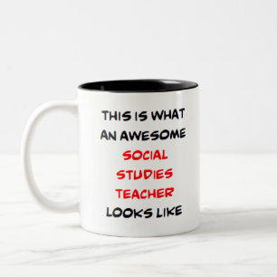 Tasse 2 Couleurs professeur de sciences sociales, génial