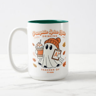 Tasse 2 Couleurs Professeur Nom Personnalisé Fantôme de Latte au Cu
