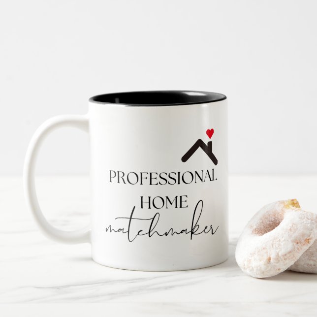 Tasse 2 Couleurs Professionnel Home Matchmaker Immobilier (Avec donut)