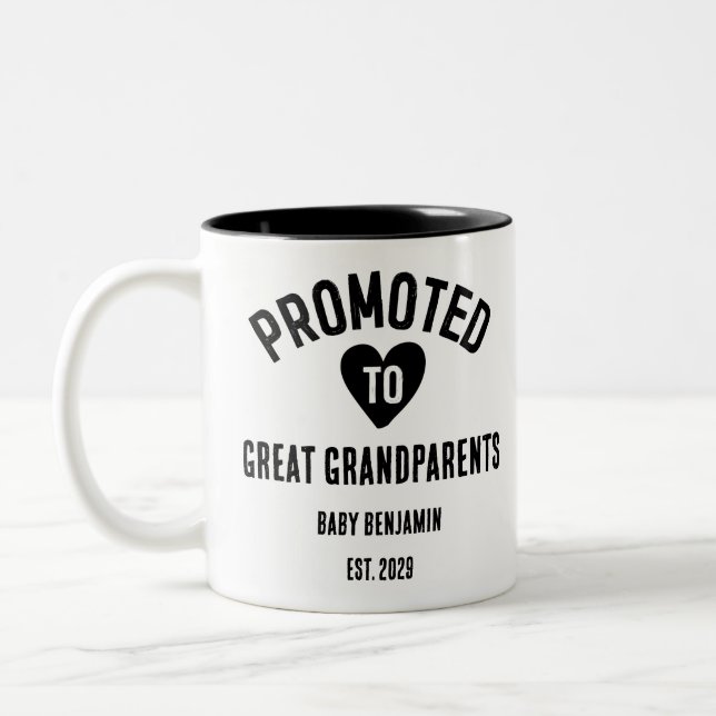 Tasse 2 Couleurs Promoté aux grands-parents Nom personnalisé (Gauche)