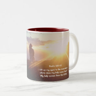 Tasse 2 Couleurs Psaume 121:1-2 Mon aide vient de l'Éternel