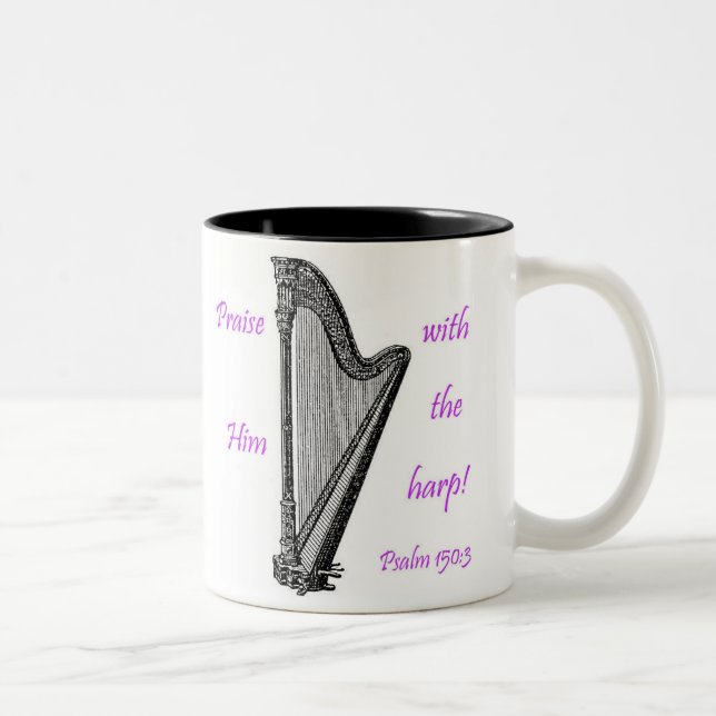Tasse 2 Couleurs Psaumes 150 et harpe (Droit)