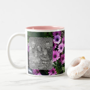 Tasse 2 Couleurs Purple African Daisy Flowame Frame Ajouter Votre P