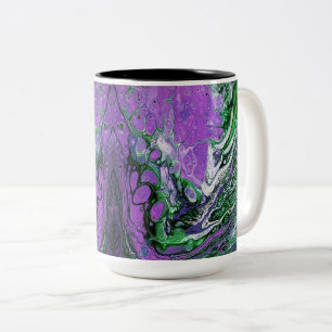 Tasse 2 Couleurs Purple and green abstract paint