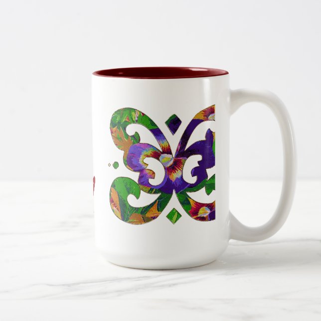 Tasse 2 Couleurs Purple Pansies Motif (Droit)