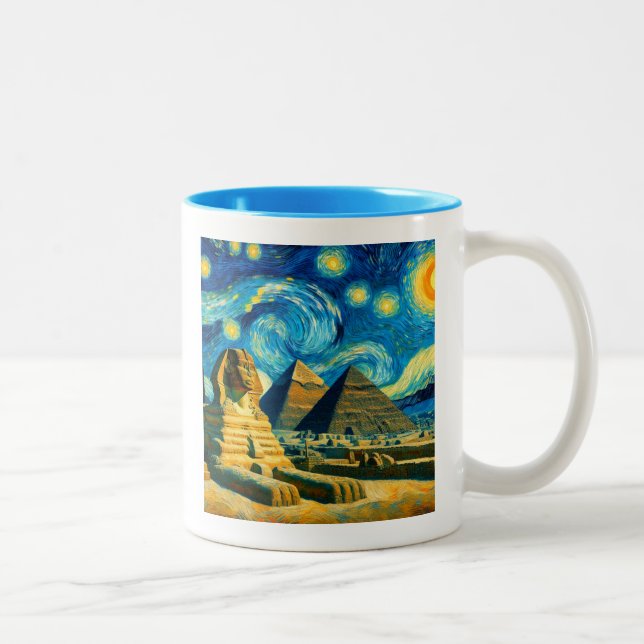 Tasse 2 Couleurs Pyramides nocturnes étoilées Sphinx Egypte (Droit)