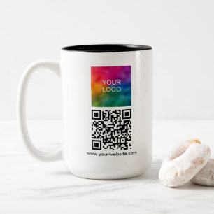 Tasse 2 Couleurs QR Code Business Logo Moderne Simple Modèle