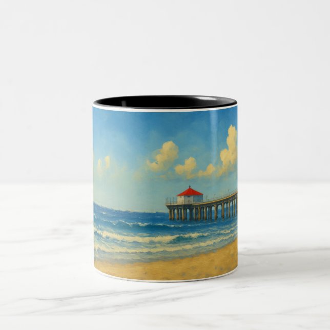 Tasse 2 Couleurs Quai de Manhattan avec toit rouge (Centre)