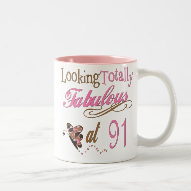 Tasse 2 Couleurs quatre-vingt-onzième Anniversaire (Droit)