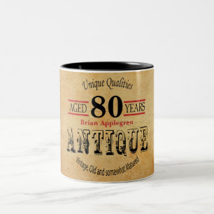 Tasse 2 Couleurs Quatre-vingtième anniversaire de vieille minuterie
