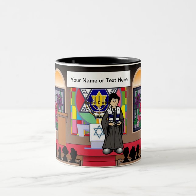 Tasse 2 Couleurs Rabbi - Dessin masculin par PrintedPerfection.com  (Centre)