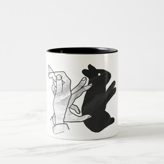 Tasse 2 Couleurs Rabbit Silhouette main (Centre)