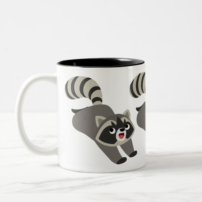 Tasse 2 Couleurs Raccoon de caricature mignonne Prankish (Gauche)