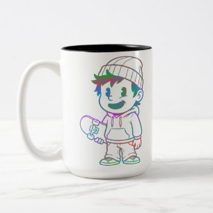 Tasse 2 Couleurs Rad Orange : Skateur Rétro
