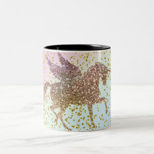 Tasse 2 Couleurs Rainbow Pastel Gold Parties scintillant Unicorn Fi