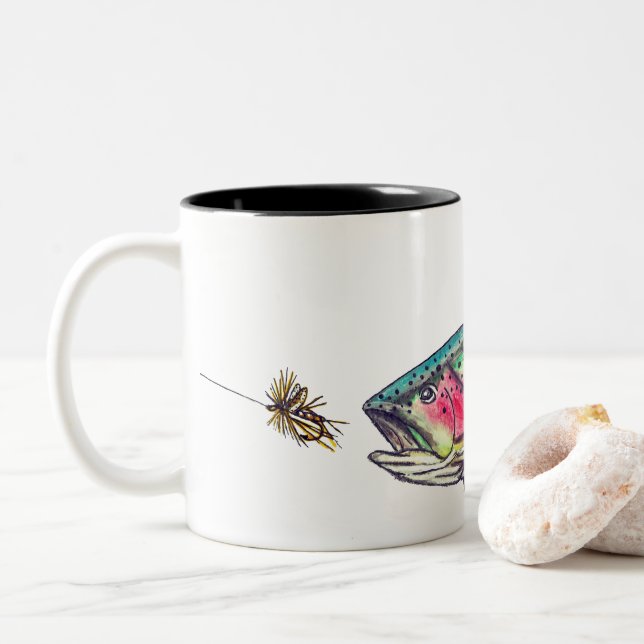 Tasse 2 Couleurs Rainbow Trout Fly (Avec donut)