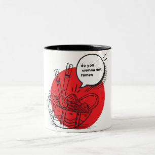Tasse 2 Couleurs Ramen Kawaii Mignon - Nourriture Japonaise Drôle