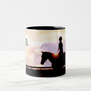 Tasse 2 Couleurs Randonnée équestre au coucher du soleil