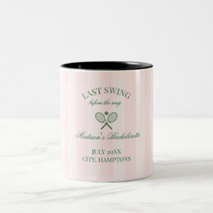 Tasse 2 Couleurs Raquettes de tennis vertes avec rayures roses pour