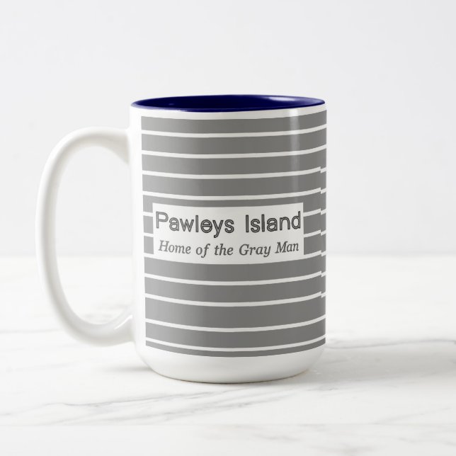 Tasse 2 Couleurs Rayures grises d'homme d'île de Pawleys (Gauche)