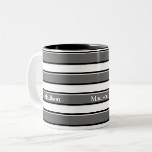 Tasse 2 Couleurs Rayures horizontales grises noires modifiables sur