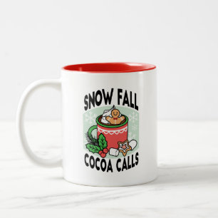 Tasse 2 Couleurs Réchauffez-vous avec les appels de cacao de neige 