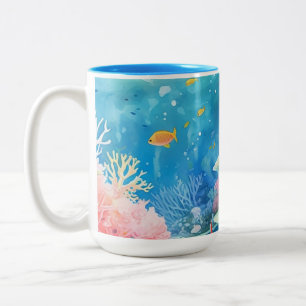Tasse 2 Couleurs Récif de la Grande Barrière aquarelle