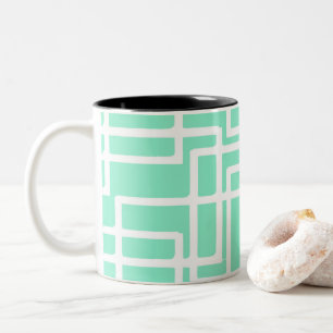 Tasse 2 Couleurs Rectangles Modernes Rétro sur Aqua Dilué