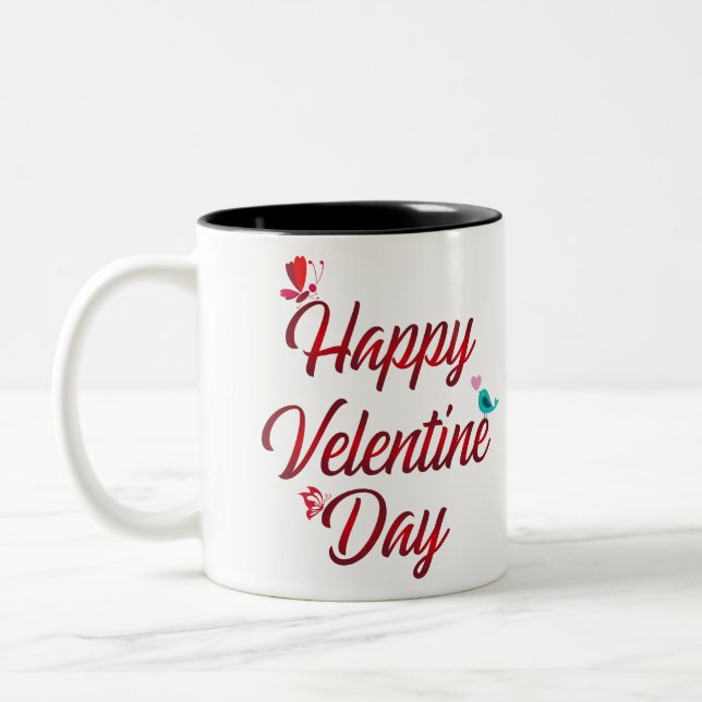 Tasse 2 Couleurs Red Happy Valentines Day (Gauche)