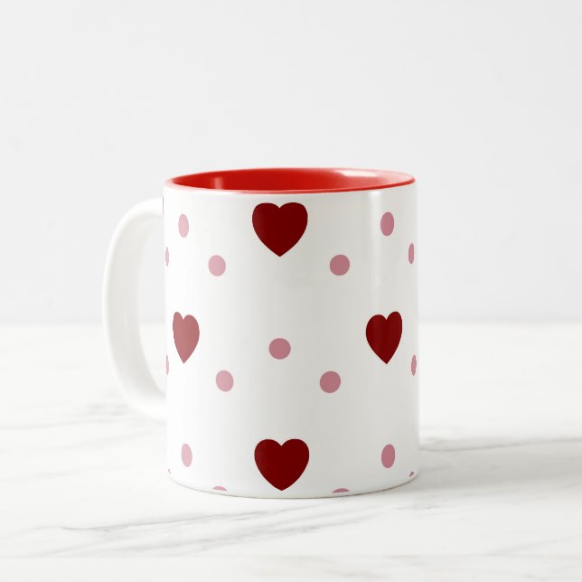 Tasse 2 Couleurs Red Heart Motif Valentine (Devant gauche)