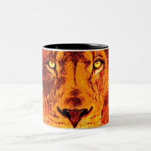 Tasse 2 Couleurs Red Hot Lion Face Rouge Orange Flames