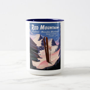 Tasse 2 Couleurs Red Mountain Colombie-Britannique, affiche de ski 