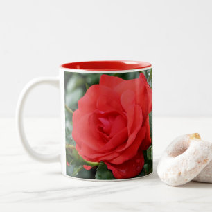 Tasse 2 Couleurs Red Rose Raindrops Personnalisé