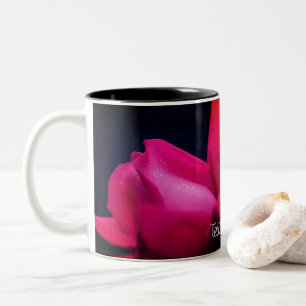Tasse 2 Couleurs Red Rosebud Raindrops Personnalisé