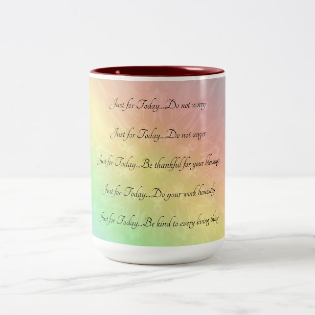 Tasse 2 Couleurs Reiki Principes Rainbow Mandala design (Centre)
