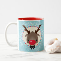 REINDEER CHRISTMAS mignon nez rouge rudolph bleu
