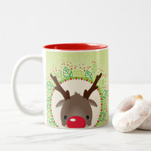Tasse 2 Couleurs REINDEER PEEEING mignon roux rudolph vert cime